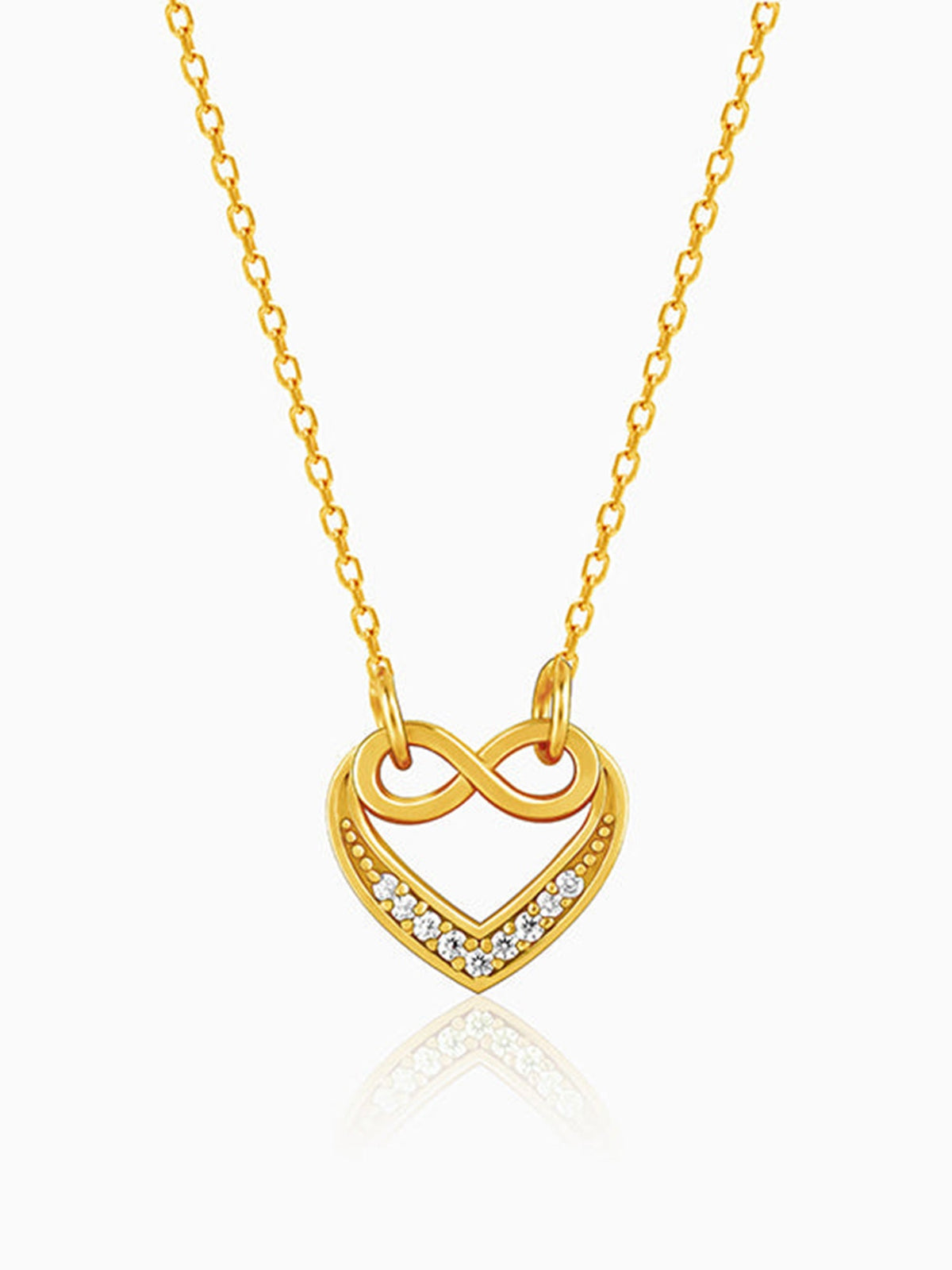 Golden Infinite Love in Heart Necklace