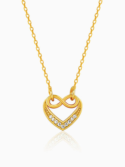 Golden Infinite Love in Heart Necklace