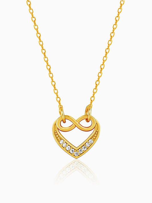 Golden Infinite Love in Heart Necklace