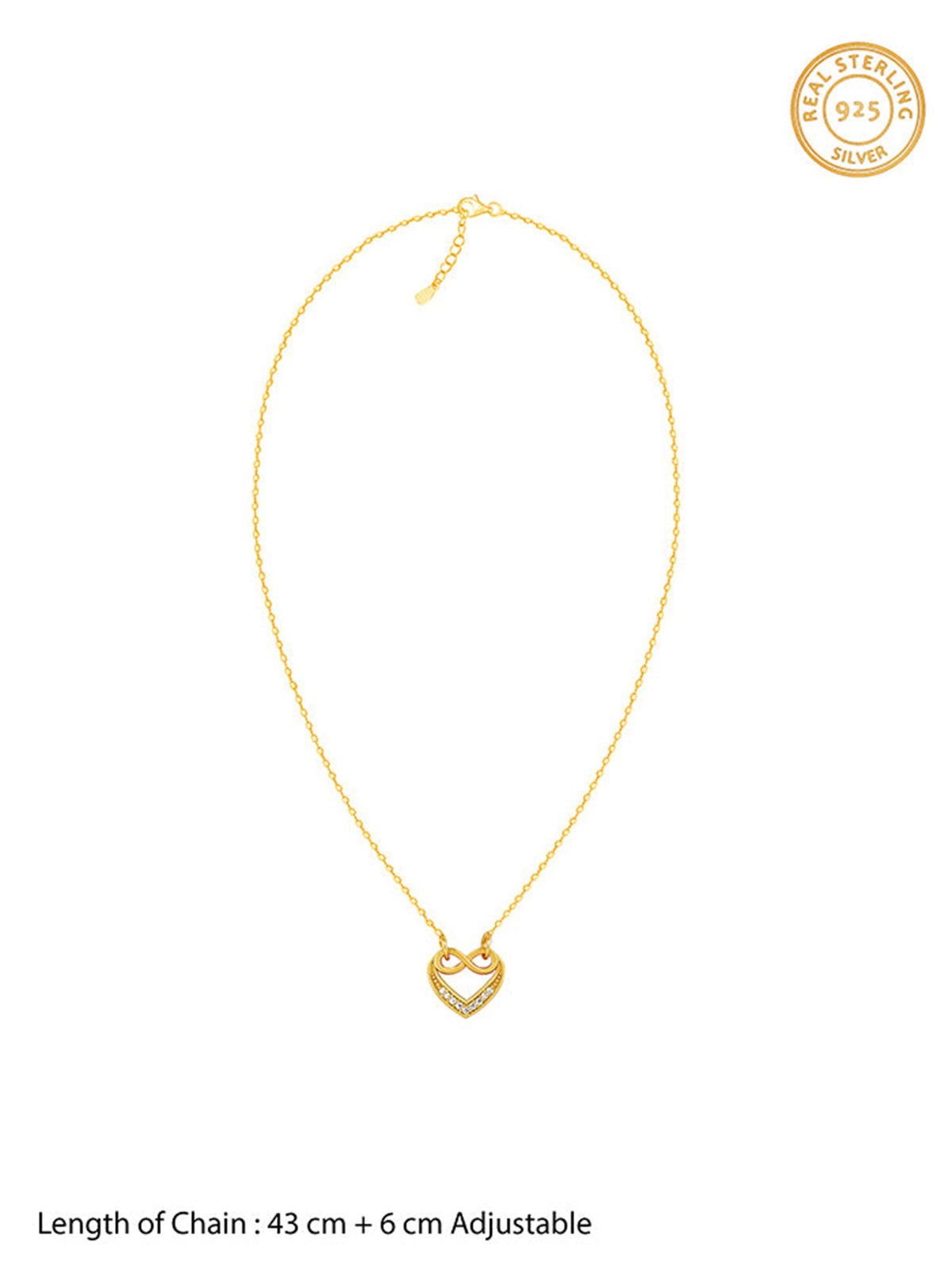 Golden Infinite Love in Heart Necklace