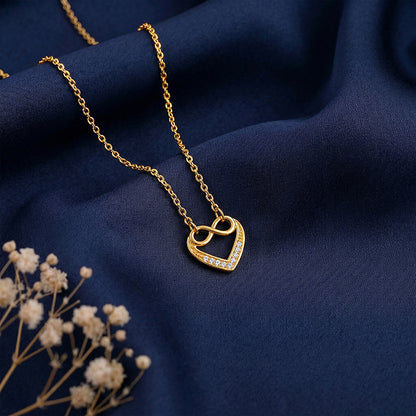 Golden Infinite Love in Heart Necklace