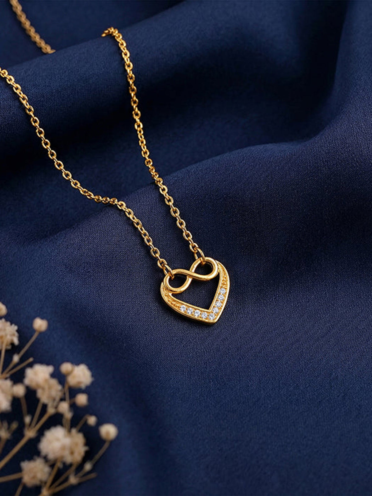 Golden Infinite Love in Heart Necklace