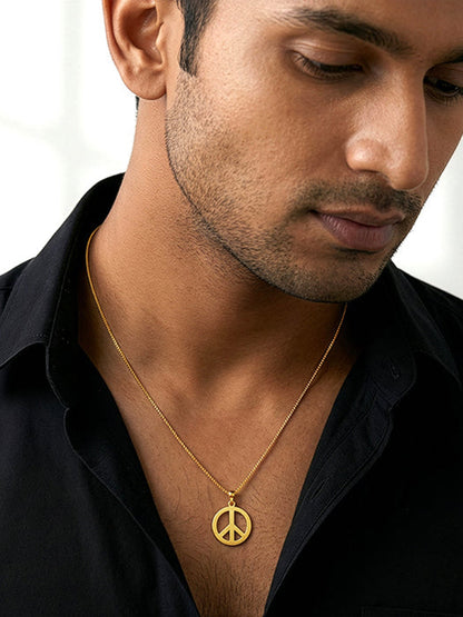 Golden Heavenly Peace Pendant With Box Chain For Him