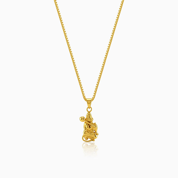 Golden Pavanputra Pendant With Box Chain For Him