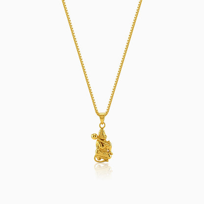 Golden Pavanputra Pendant With Box Chain For Him