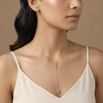 Golden Celestial Drip Lariat Necklace