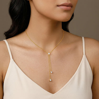 Golden Lumiere Lariat Necklace