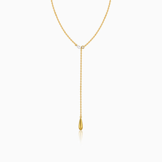 Golden Waterfall Lariat Necklace