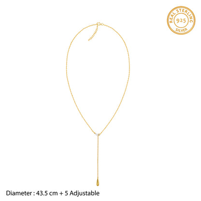 Golden Waterfall Lariat Necklace