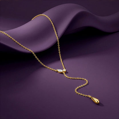 Golden Waterfall Lariat Necklace