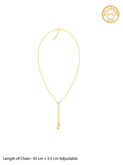 Golden Crystal Heart Lariat Necklace