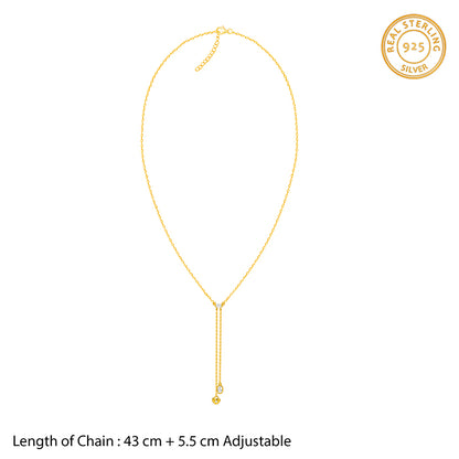 Golden Crystal Heart Lariat Necklace