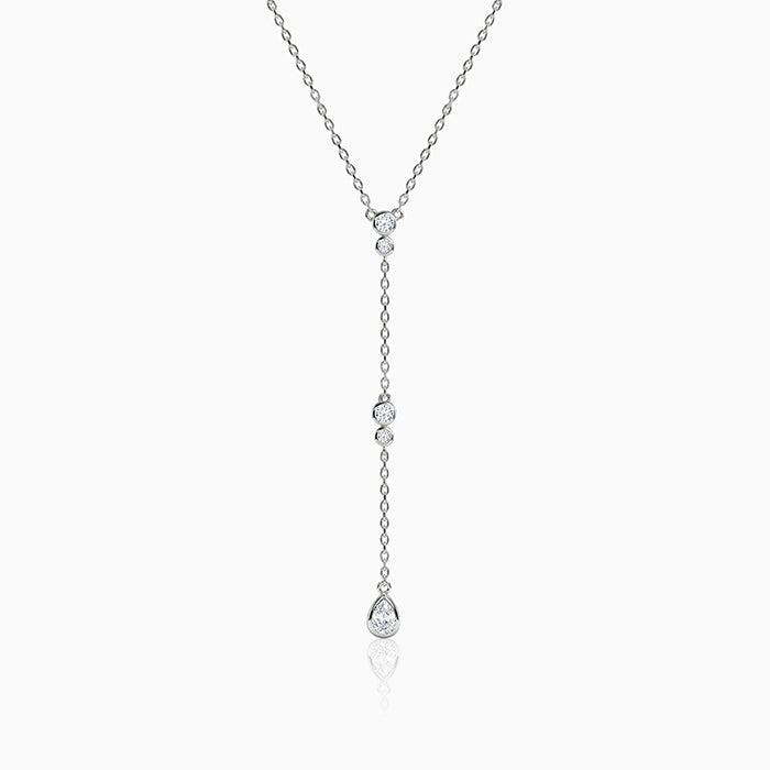 Silver Raindrop Lariat Necklace