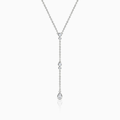Silver Raindrop Lariat Necklace