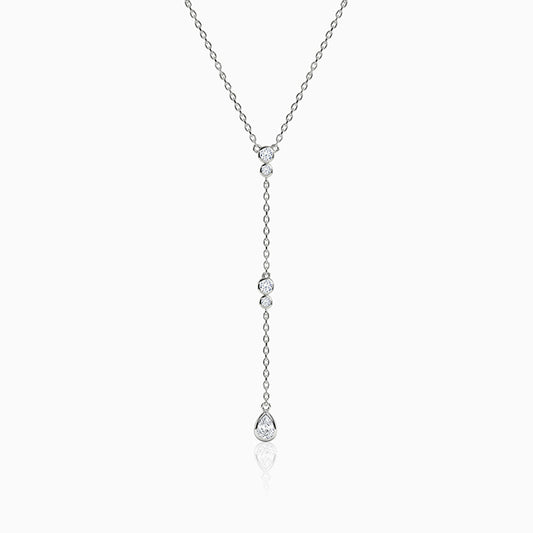 Silver Raindrop Lariat Necklace