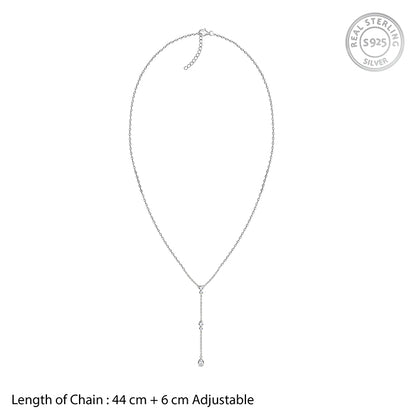 Silver Raindrop Lariat Necklace