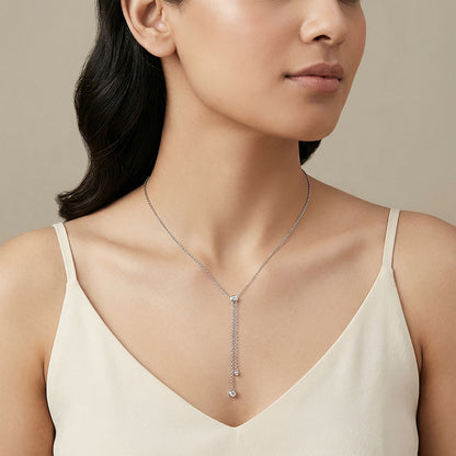 Silver Shinny Beauty Lariat Necklace