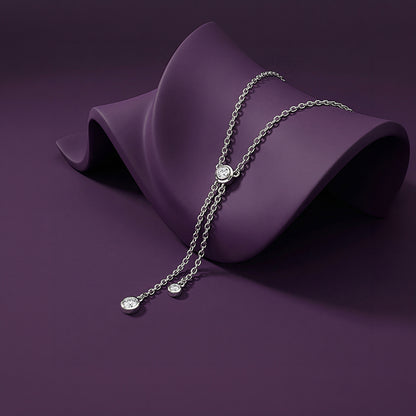 Silver Shinny Beauty Lariat Necklace