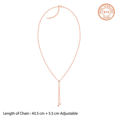 Rose Gold Three Hearts Lariat Necklace