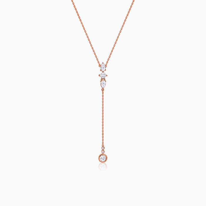 Rose Gold Bezel Lariat Necklace
