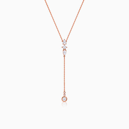 Rose Gold Bezel Lariat Necklace