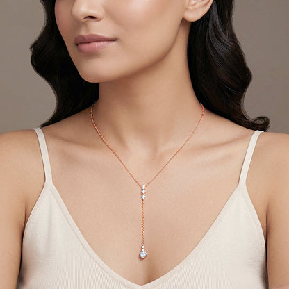 Rose Gold Bezel Lariat Necklace