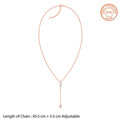 Rose Gold Bezel Lariat Necklace