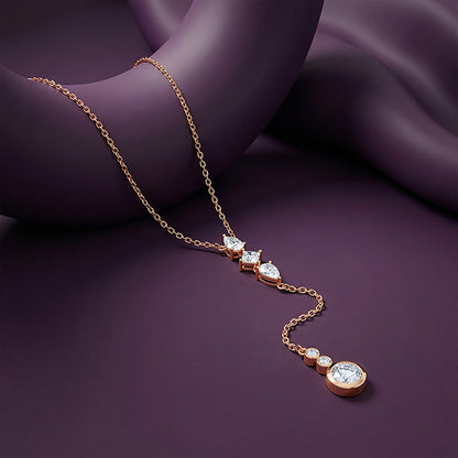 Rose Gold Bezel Lariat Necklace