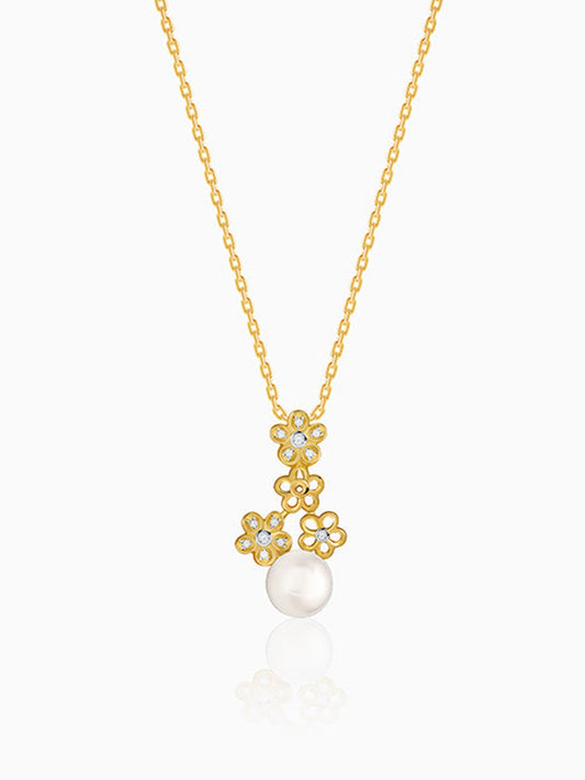 Golden Julia Pearl Pendant With Link Chain