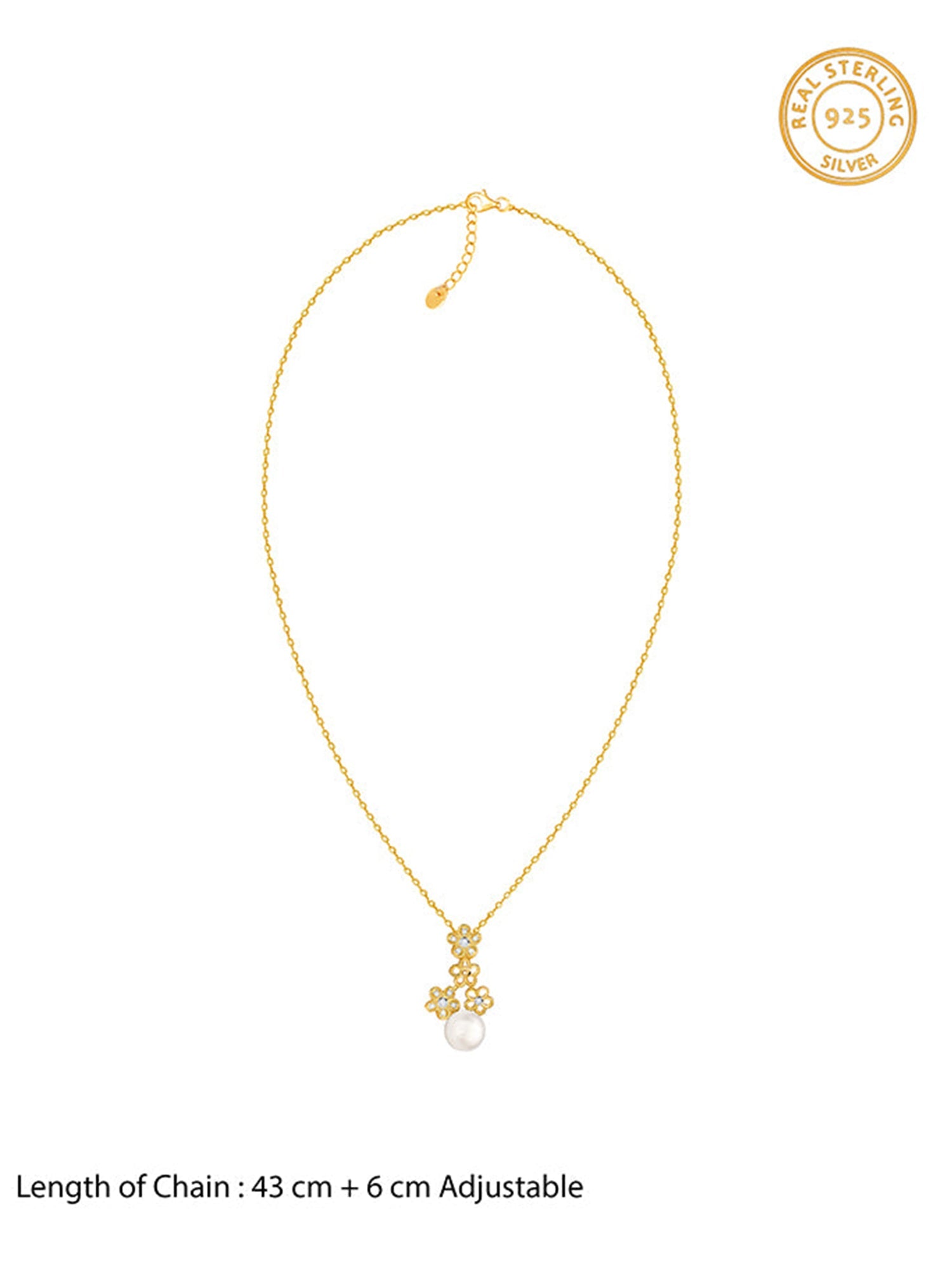 Golden Julia Pearl Pendant With Link Chain