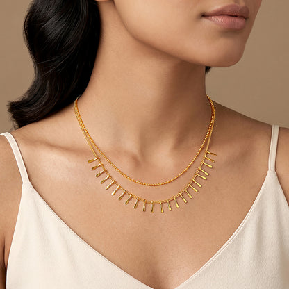 Golden Dual Chain Layered Necklace