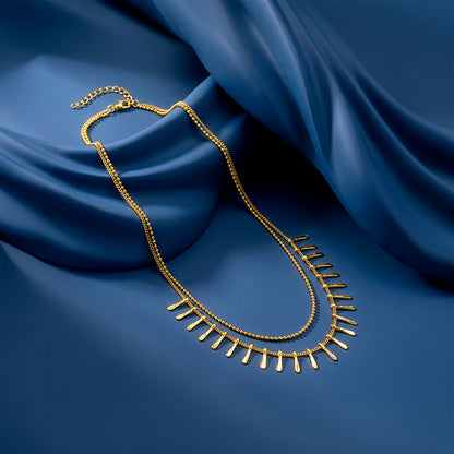 Golden Dual Chain Layered Necklace