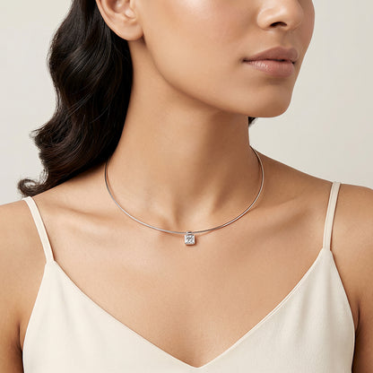 Silver Solitaire Hasli Necklace