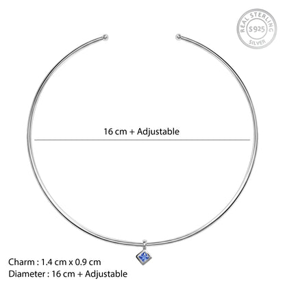 Silver Classic Blue Solitaire Hasli Necklace