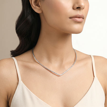 Silver V Shape Hasli Necklace