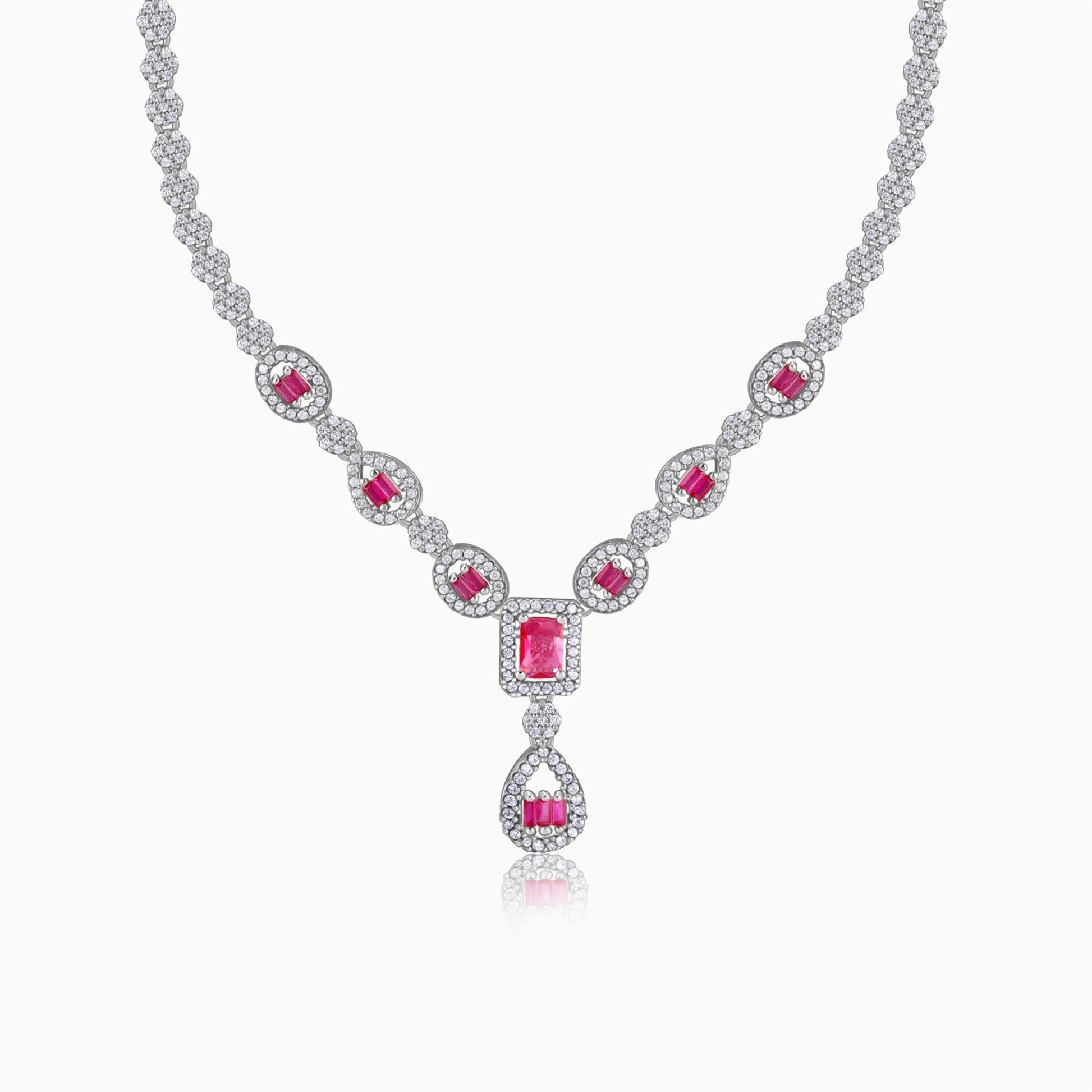Silver Bathinda Pink Necklace