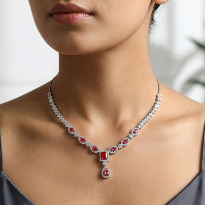 Silver Bathinda Pink Necklace