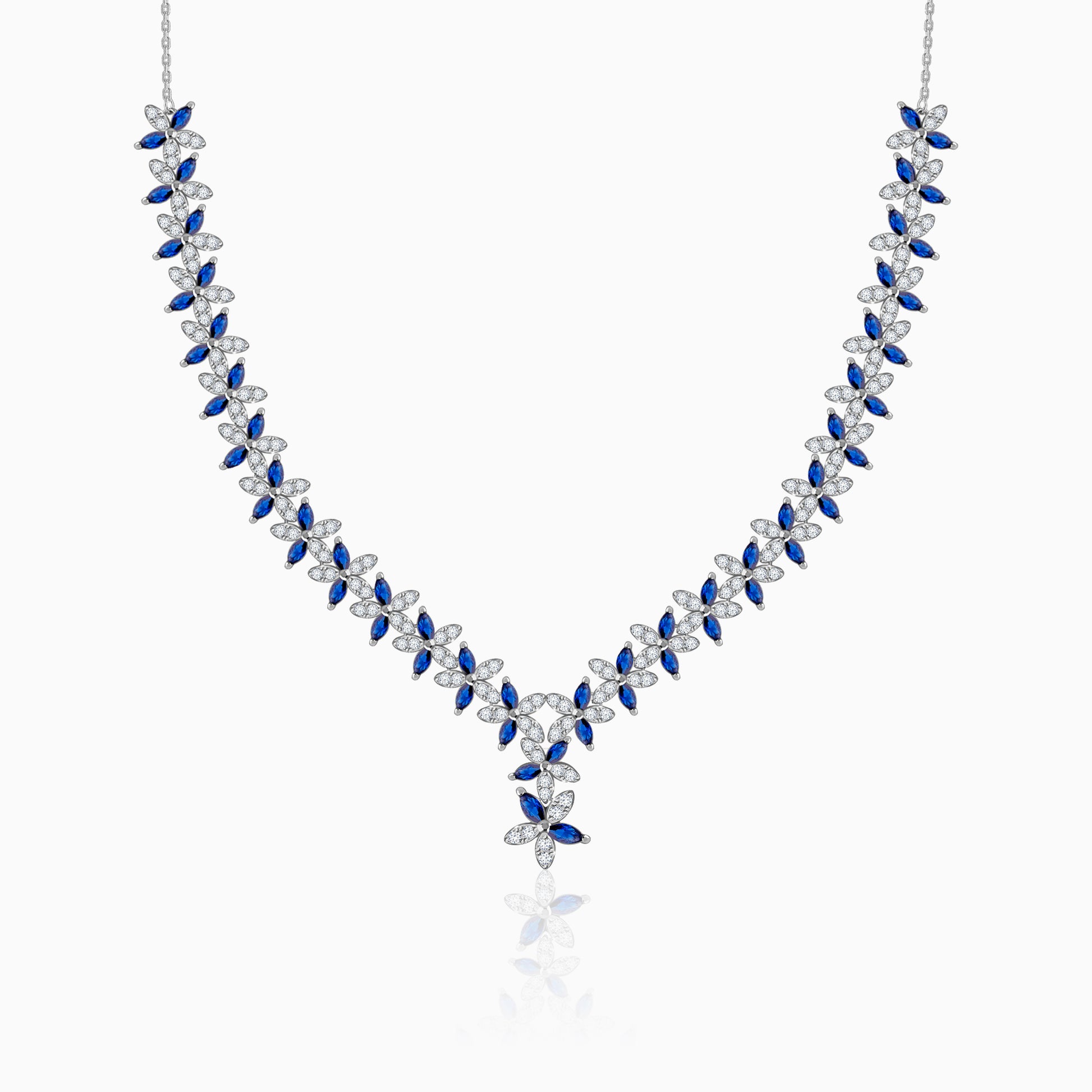 Silver Marwar Blue Necklace