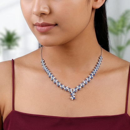 Silver Marwar Blue Necklace