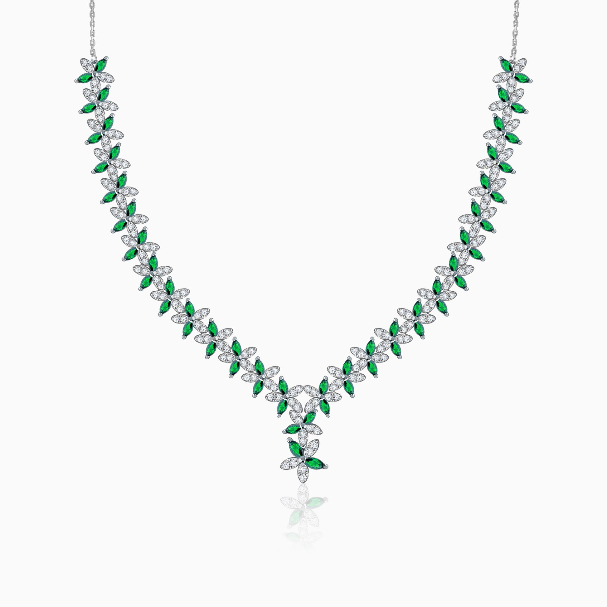 Silver Marwar Green Necklace