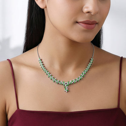 Silver Marwar Green Necklace