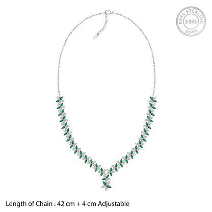 Silver Marwar Green Necklace