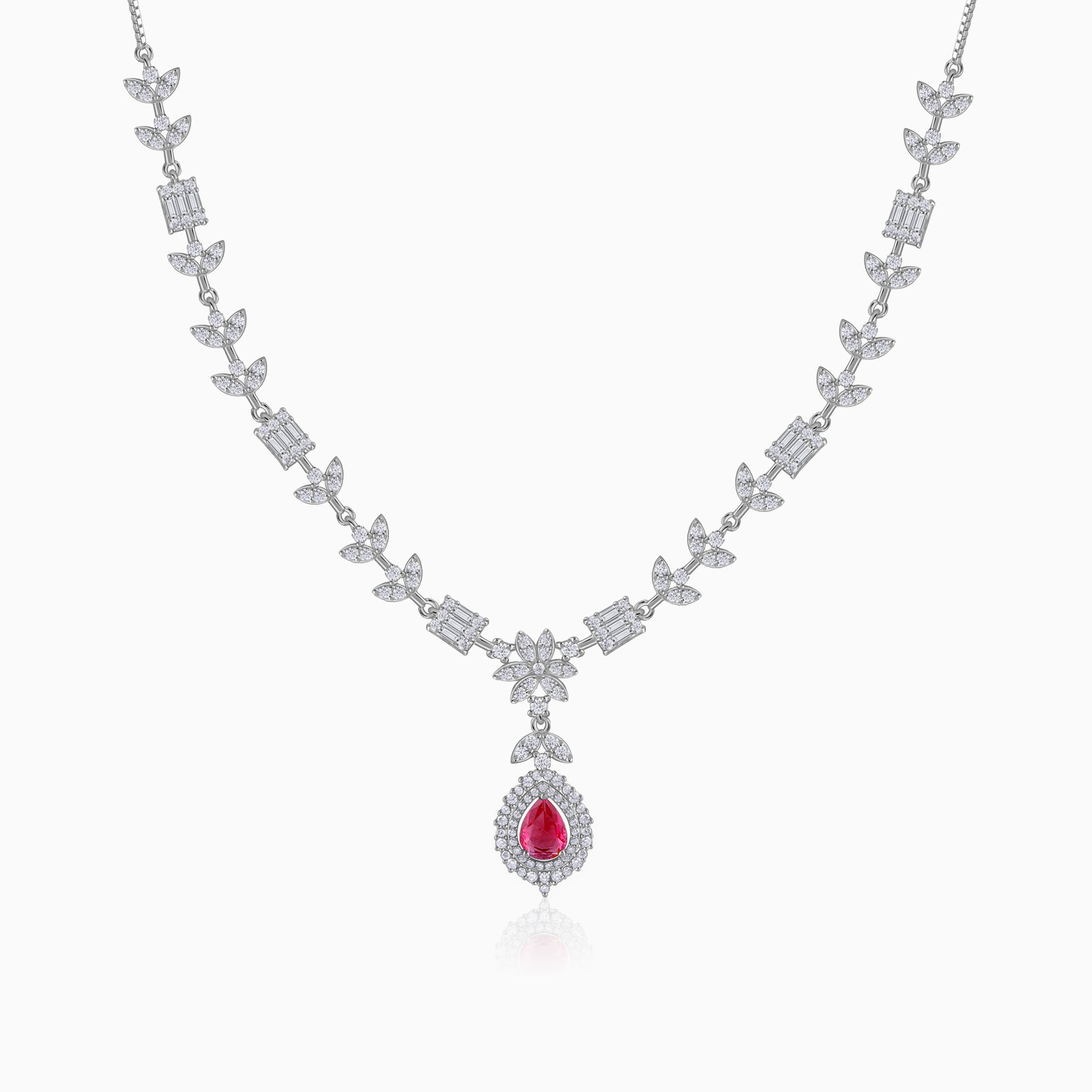 Silver Ascania Pink Necklace