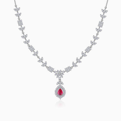 Silver Ascania Pink Necklace