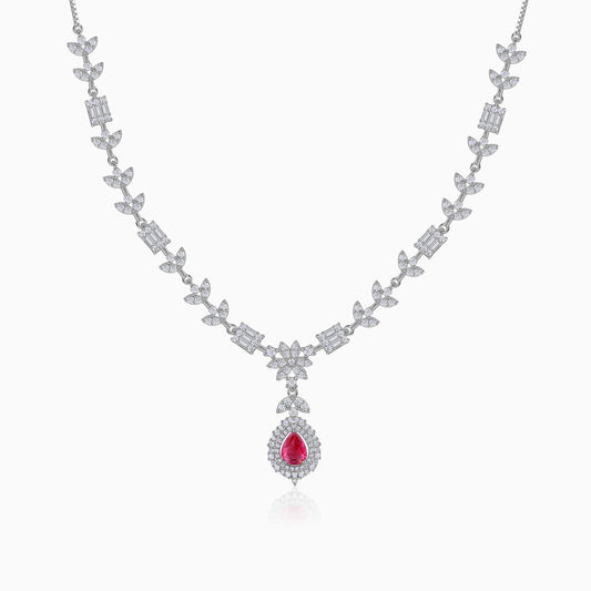 Silver Ascania Pink Necklace