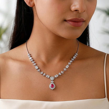 Silver Ascania Pink Necklace