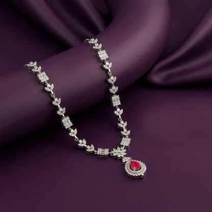 Silver Ascania Pink Necklace