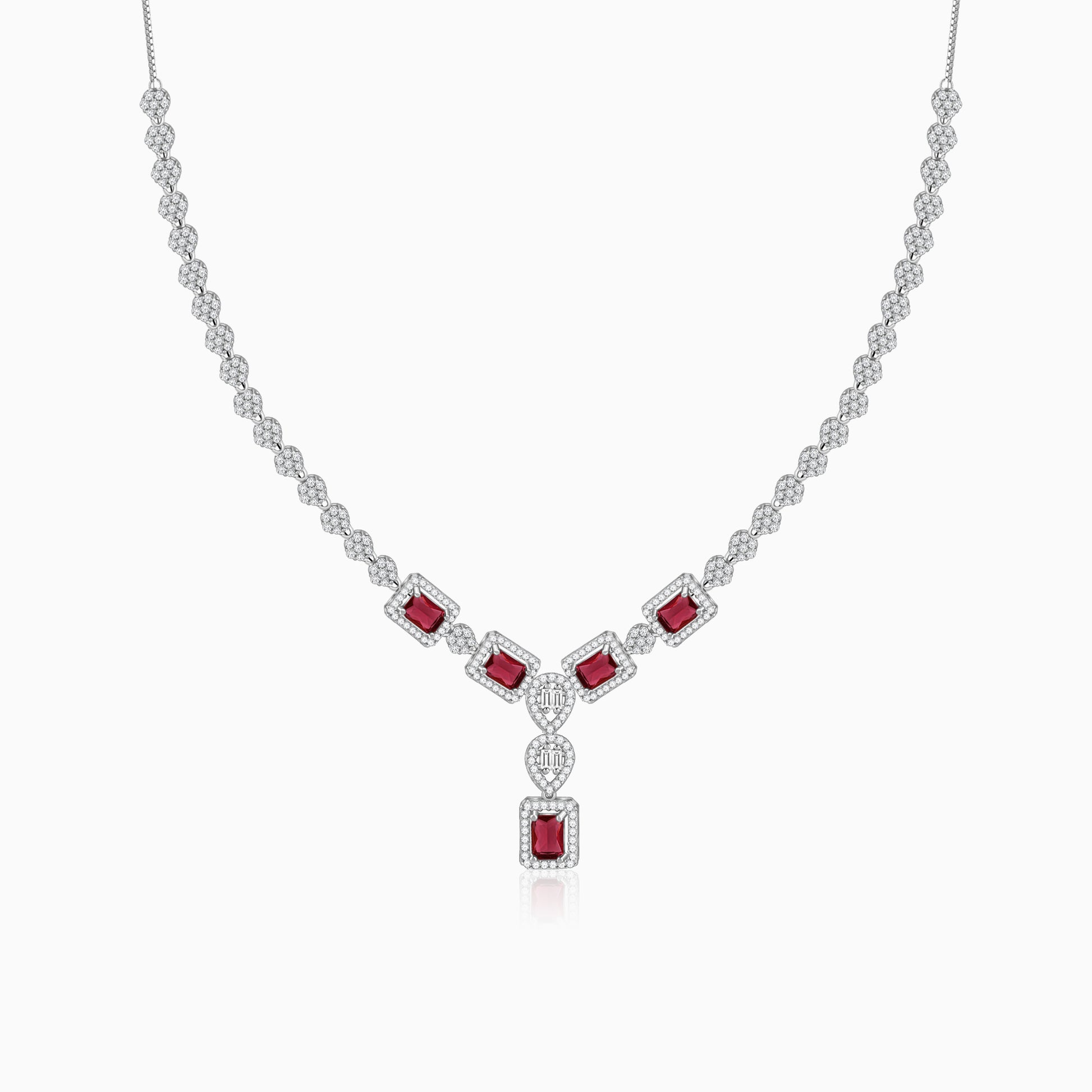 Silver Genovia Pink Necklace