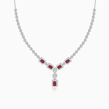 Silver Genovia Pink Necklace