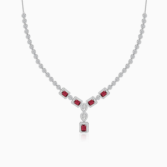 Silver Genovia Pink Necklace